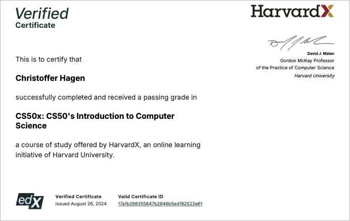 CS50x Certificate